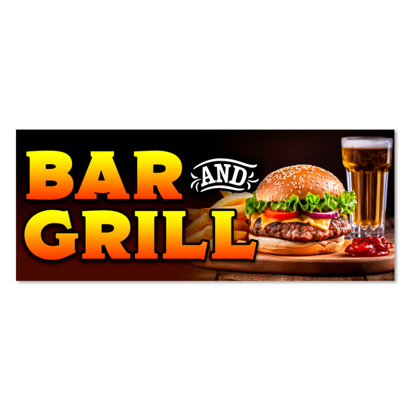 Bar and Grill Vinyl Banner with Optional Sizes (Made in the USA)
