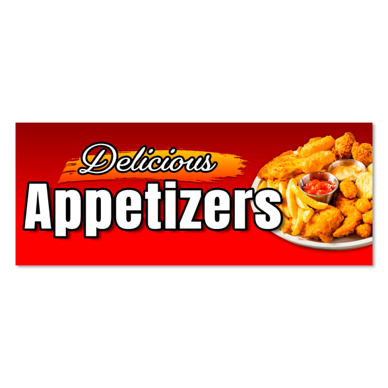 DELICIOUS APPETIZERS Vinyl Banner with Optional Sizes (Made in the USA)