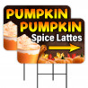 Pumpkin Spice Lattes 2 Pack Double-Sided Yard Signs 16" x 24" with Metal Stakes (Made in Texas)