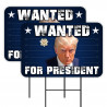 Trump Mugshot - Wanted For President 2 Pack Double-Sided Yard Signs 16" x 24" with Metal Stakes (Made in Texas)