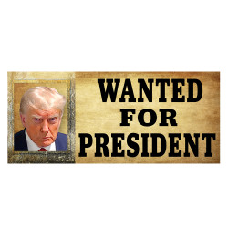Wanted For President (Trump) Car Decals 2 Pack Removable Bumper Stickers (9x4 inches)