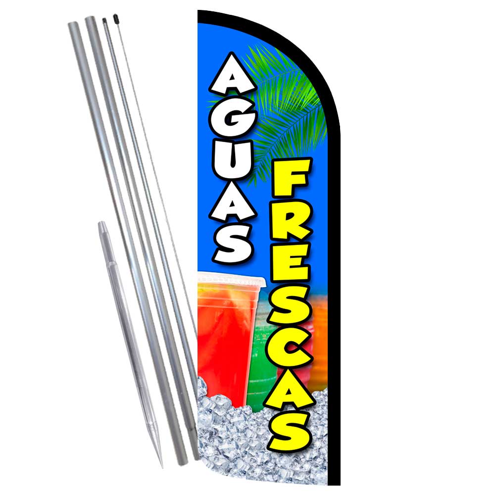 Aguas Frescas Premium Windless Feather Flag Bundle (Complete Kit) OR Optional Re