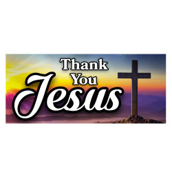Thank You Jesus Car Decals 2 Pack Removable Bumper Stickers (9x4 inches)