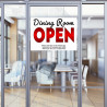 Dining Room Open 32" x 24" Perforated Removable Window Decal (Made in The USA)