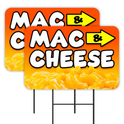 Mac & Cheese 2 Pack Double-Sided Yard Signs 16" x 24" with Metal Stakes (Made in Texas)