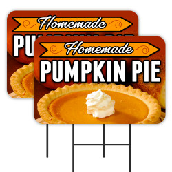 Pumpkin Pie 2 Pack Double-Sided Yard Signs 16" x 24" with Metal Stakes (Made in Texas)