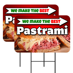 Pastrami 2 Pack Double-Sided Yard Signs 16" x 24" with Metal Stakes (Made in Texas)
