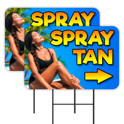 SPRAY TAN 2 Pack Double-Sided Yard Signs 16" x 24" with Metal Stakes (Made in Texas)