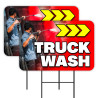 Truck Wash 2 Pack Double-Sided Yard Signs 16" x 24" with Metal Stakes (Made in Texas)