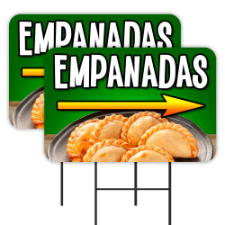 Empanadas 2 Pack Double-Sided Yard Signs 16" x 24" with Metal Stakes (Made in Texas)