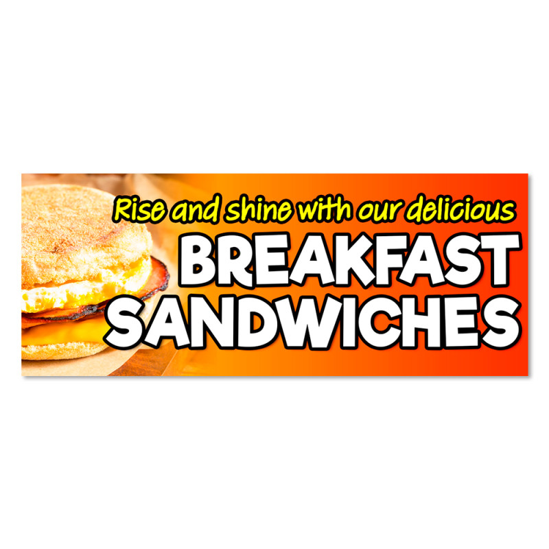 Breakfast Sandwiches Vinyl Banner with Optional Sizes (Made in the USA)