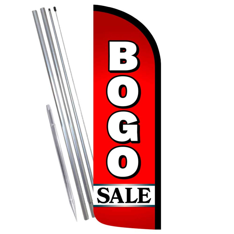 BOGO Sale - Buy One Get One Premium Windless Feather Flag Bundle (Complete Kit) OR Optional Replacement Flag Only