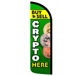 Buy & Sell CRYPTO Here Premium Windless Feather Flag Bundle (Complete Kit) OR Optional Replacement Flag Only