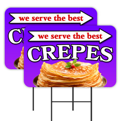 Crepes 2 Pack Double-Sided Yard Signs 16" x 24" with Metal Stakes (Made in Texas)