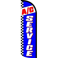 A/C SERVICE (Blue/Checkered) Windless Polyknit Feather Flag (2.5 x 11.5 feet)