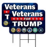 Veterans for Trump 2 Pack Double-Sided Yard Signs 16" x 24" with Metal Stakes (Made in Texas)