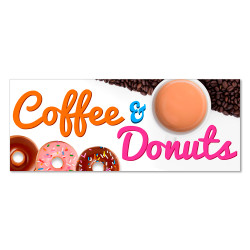 Coffee & Donuts Vinyl Banner with Optional Sizes (Made in the USA)