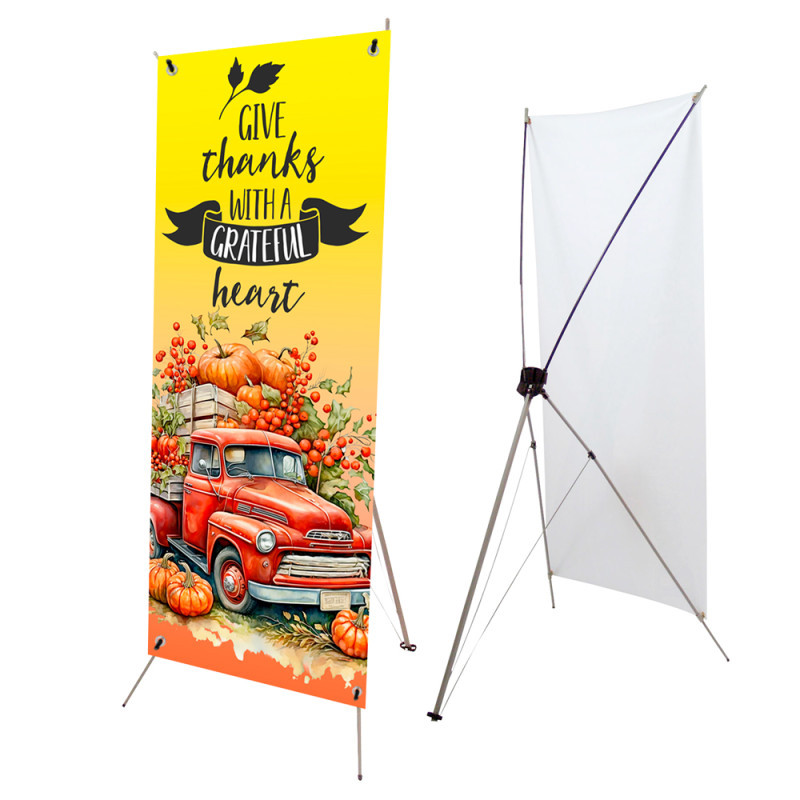 Give Thanks With A Grateful Heart 2.5' x 6' X-Banner Kit With Grommets (Optional Banner Only)