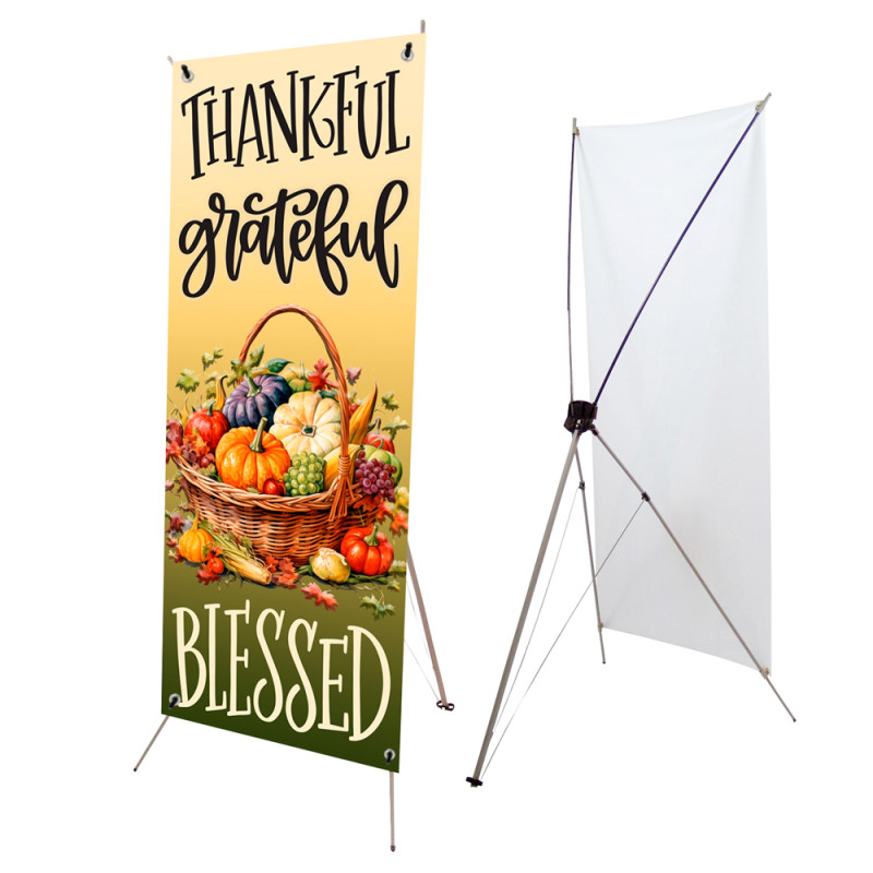 Thankful Grateful Blessed 2.5' x 6' X-Banner Kit With Grommets (Optional Banner Only)