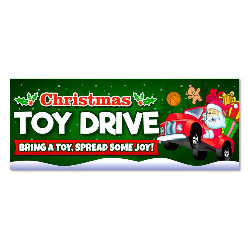 Christmas Toy Drive Vinyl Banner with Optional Sizes (Made in the USA)