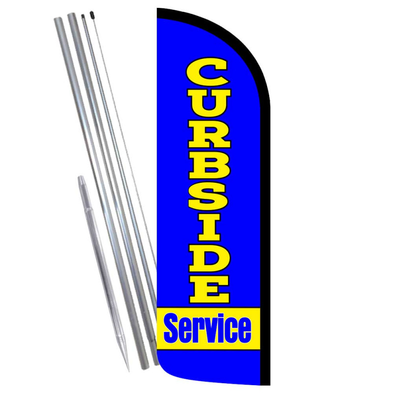 Curbside Service Windless Feather Flag Bundle (Complete Kit) OR Optional Replacement Flag Only