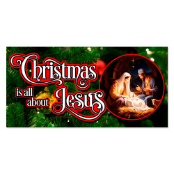 Christmas Is All About Jesus 42" x 84" Magnetic Garage Banner For Steel Garage Doors