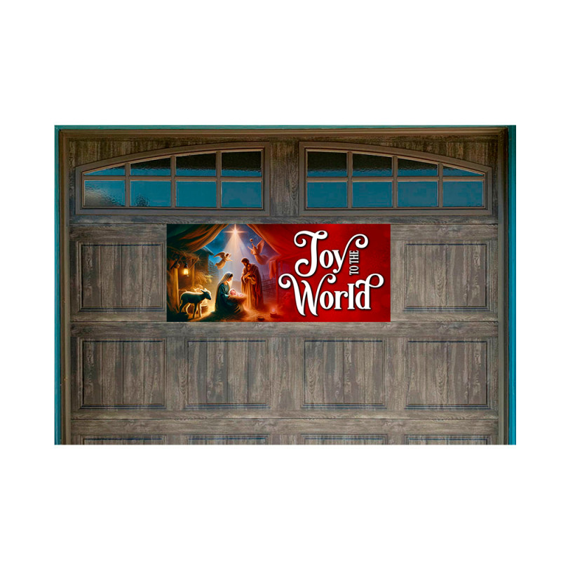 Joy to the World 21" x 47" Magnetic Garage Banner For Steel Garage Doors