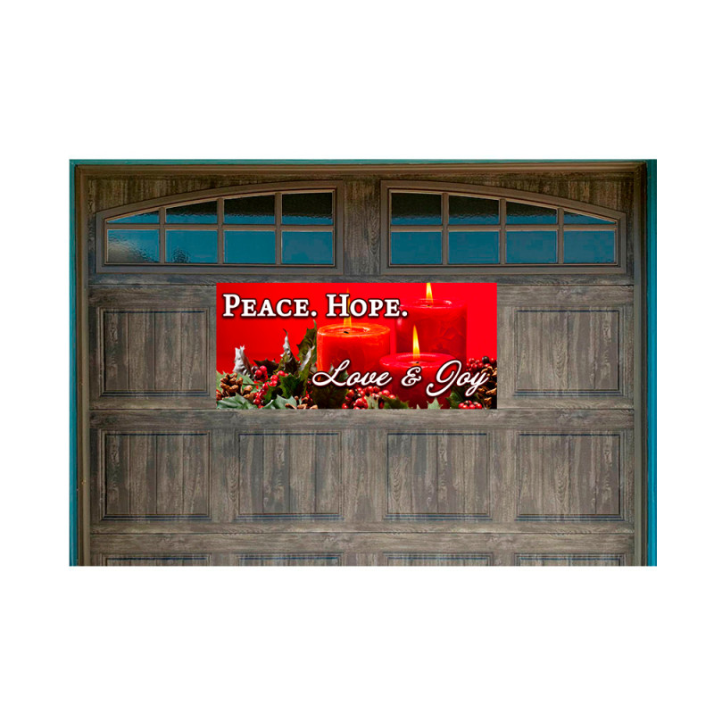 Peace Hope Love Joy - Advent 21" x 47" Magnetic Garage Banner For Steel Garage Doors