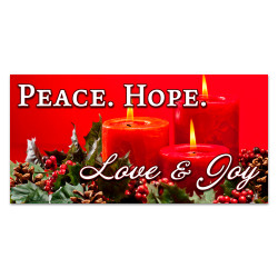 Peace Hope Love Joy - Advent 42" x 84" Magnetic Garage Banner For Steel Garage Doors