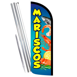 Complete Seafood Flutter Flag Feather Banner Kit - Extra Wide Swooper Flag With Hardware Bundle