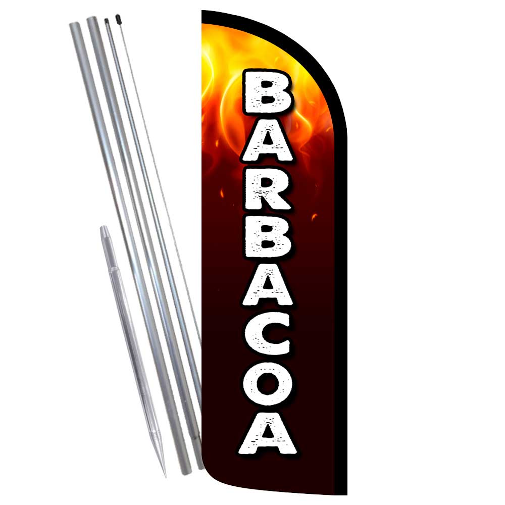 Barbacoa Premium Windless Feather Flag Bundle (Complete Kit) OR Optional Replace
