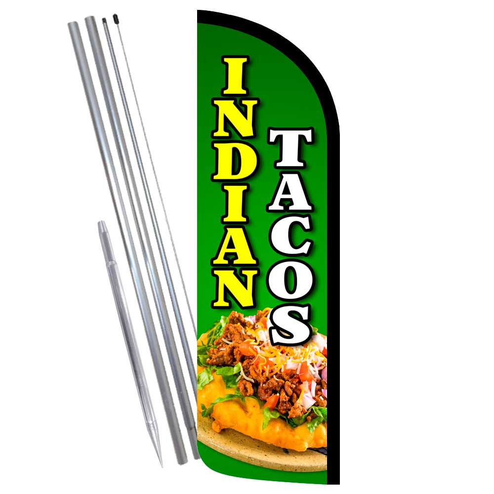 Indian Tacos Premium Windless Feather Flag Bundle (Complete Kit) OR Optional Rep