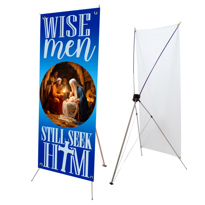 Wise Men Still Seek Him - Blue 2.5' x 6' Church X-Banner Kit (Printed in the USA)