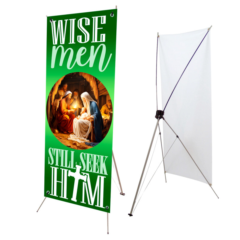 Wise Men Still Seek Him - Green 2.5' x 6' Church X-Banner Kit (Printed in the USA)