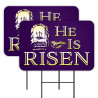 He Is Risen 2 Pack Double-Sided Yard Signs 16" x 24" with Metal Stakes (Made in Texas)