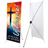 Welcome - Christian Cross 2.5' x 6' Church X-Banner Kit (Printed in the USA)