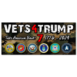 Veterans For Trump - 47 Take America Back Car Decals 2 Pack Removable Bumper Stickers (9x4 inches)