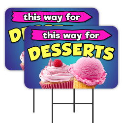 Desserts 2 Pack Double-Sided Yard Signs 16" x 24" with Metal Stakes (Made in Texas)