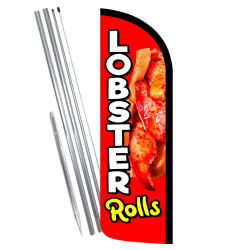 Lobster Rolls Premium Windless Feather Flag Bundle (Complete Kit) OR Optional Replacement Flag Only