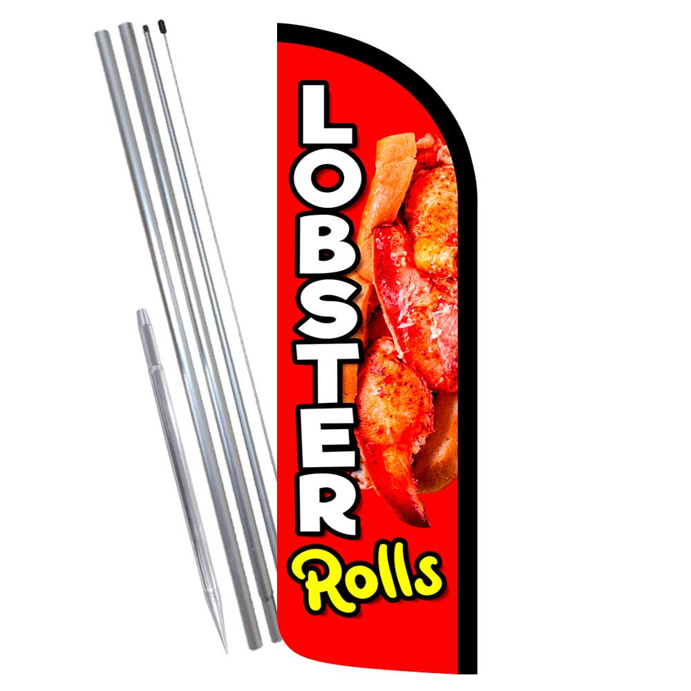 Lobster Rolls Premium Windless Feather Flag Bundle (Complete Kit) OR Optional Re - Picture 2 of 4