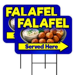 Falafel 2 Pack Double-Sided Yard Signs 16" x 24" with Metal Stakes (Made in Texas)
