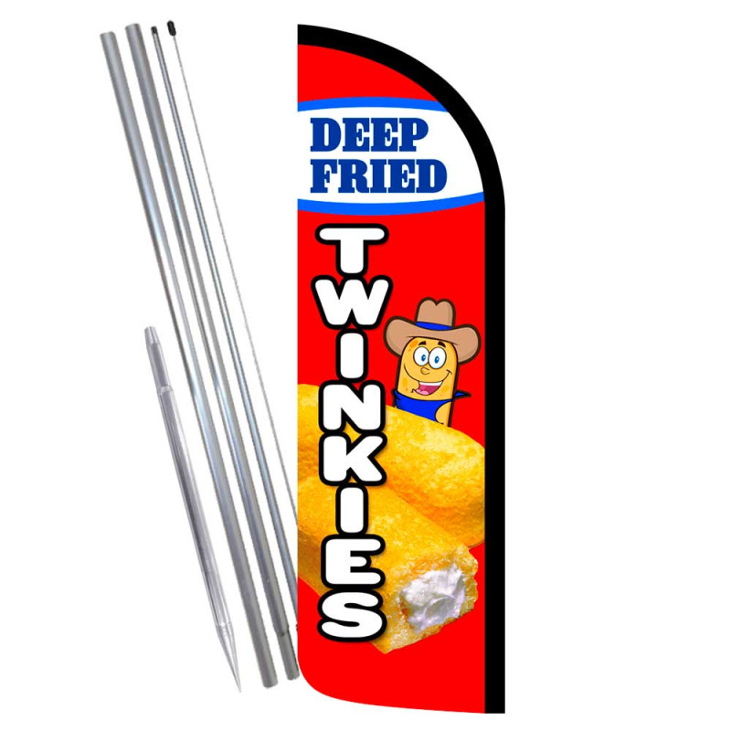Deep Fried Twinkies Premium Windless Feather Flag Bundle (Complete Kit) OR Optional Replacement Flag Only