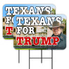 Texans For Trump - Alamo 2 Pack Double-Sided Yard Signs 16" x 24" with Metal Stakes (Made in Texas)