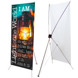I Am The Light Of The World - John 8:12 2.5' x 6' Church X-Banner Kit (Printed in the USA)