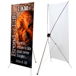I Am The Bread Of Life - John 6:35 2.5' x 6' Church X-Banner Kit (Printed in the USA)