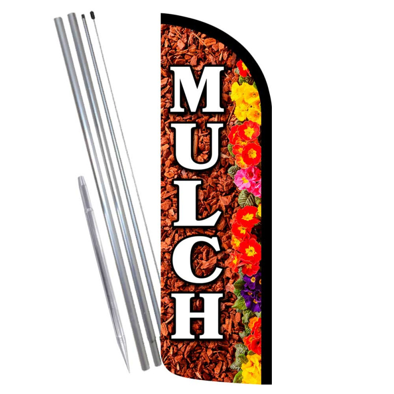 MULCH Premium Windless Feather Flag Bundle (Complete Kit) OR Optional Replacement Flag Only