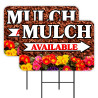 MULCH 2 Pack Double-Sided Yard Signs 16" x 24" with Metal Stakes (Made in Texas)