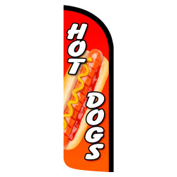 HOT DOGS Premium Windless  Feather Flag Bundle (Complete Kit) OR Optional Replacement Flag Only