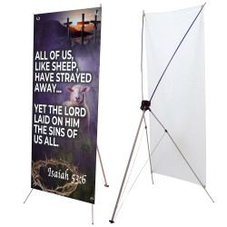Easter Isaiah 53:6 - All Like Sheep Have Strayed 2.5' x 6' X-Banner Kit (Printed in the USA)