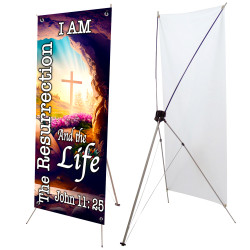 I Am The Resurrection And The Life - John 11:25 2.5' x 6' X-Banner Kit (Printed in the USA)